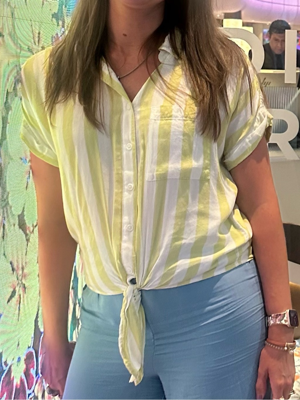 beachlunchlounge Yellow/Lime & White Striped Shirt - Picture 6 of 6